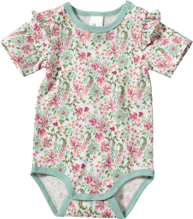 Body Kurzarm Pro Climate mit Blumen-Muster, grün & rosa, Gr. 98/104, 1 St ALANA