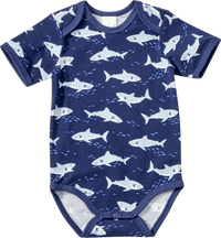 ALANA Body Kurzarm Pro Climate mit Haifisch-Muster, blau, Gr. 74/80, 1 St