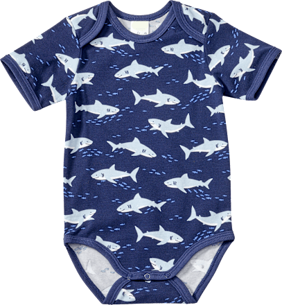 Body Kurzarm Pro Climate mit Haifisch-Muster, blau, Gr. 86/92, 1 St