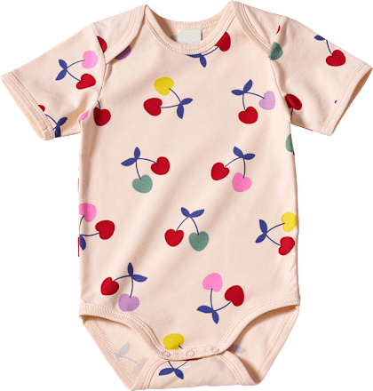 Body Kurzarm Pro Climate mit Kirsch-Muster, beige, Gr. 86/92, 1 St