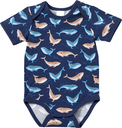 Body Kurzarm Pro Climate mit Wal-Muster, blau, Gr. 86/92, 1 St ALANA