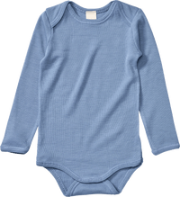 ALANA Body manches longues en laine bio & soie, bleu, T. 74/80, 1 pce