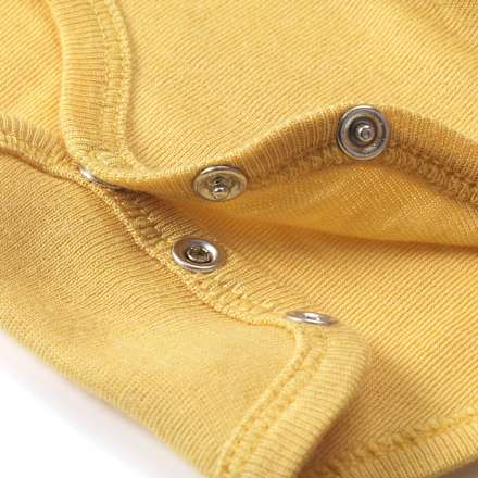 Lang mouwen body van biologische wol en zijde, geel, maat 86/92, 1 stuk