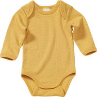 Lang mouwen body van biologische wol en zijde, geel, maat 86/92, 1 stuk