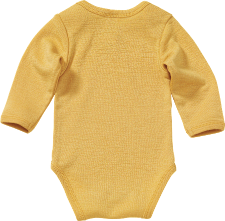 Lang mouwen body van biologische wol en zijde, geel, maat 86/92, 1 stuk