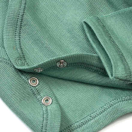 Body met lange mouwen van biologische wol en zijde, groen, maat 74/80, 1 stuk