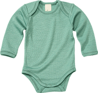 Body met lange mouwen van biologische wol en zijde, groen, maat 74/80, 1 stuk