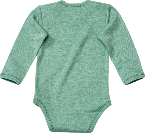 Body met lange mouwen van biologische wol en zijde, groen, maat 74/80, 1 stuk