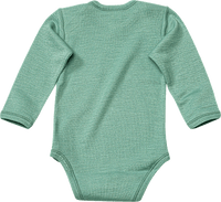 Body met lange mouwen van biologische wol en zijde, groen, maat 74/80, 1 stuk