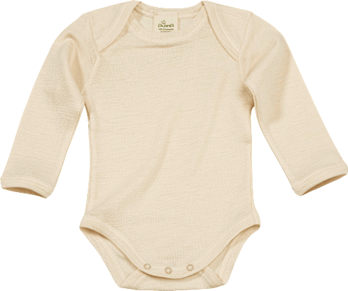 Body met lange mouwen van biologische wol en zijde, naturel, maat 62/68, 1 stuk
