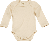Body met lange mouwen van biologische wol en zijde, naturel, maat 62/68, 1 stuk