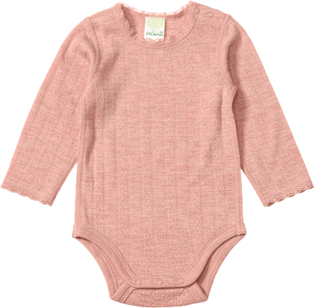 Body Langarm aus Wolle-Seide mit Ajour-Struktur, rosa, Gr. 86/92, 1 St