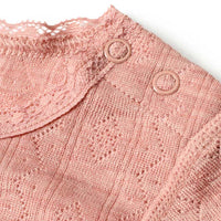 Body Langarm aus Wolle-Seide mit Ajour-Struktur, rosa, Gr. 86/92, 1 St