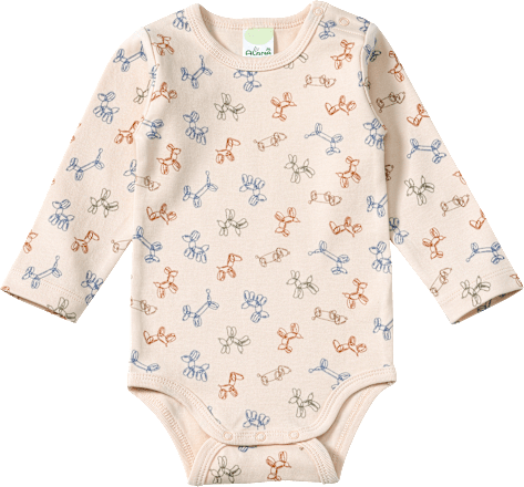 Body Langarm mit Ballontier-Muster, beige, Gr. 86/92, 1 St