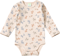 Body Langarm mit Ballontier-Muster, beige, Gr. 86/92, 1 St