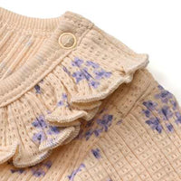 Body Langarm mit Blumen-Muster & Ajour-Struktur, beige, Gr.  86/92, 1 St