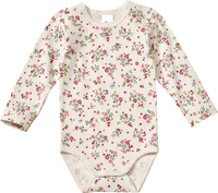 Body Langarm mit Blumen-Muster, weiß, Gr. 98/104, 1 St
