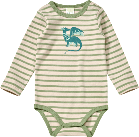 Body Langarm mit Drachen-Motiv, grün + beige, Gr. 86/92, 1 St