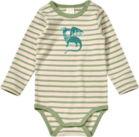 Body Langarm mit Drachen-Motiv, grün + beige, Gr. 86/92, 1 St