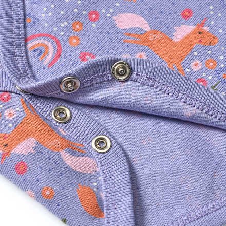 Body met lange mouwen en eenhoornpatroon, paars, maat 86/92, 1 stuk