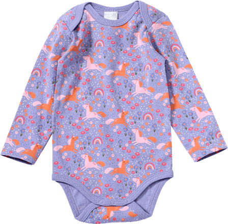 Body met lange mouwen en eenhoornpatroon, paars, maat 86/92, 1 stuk