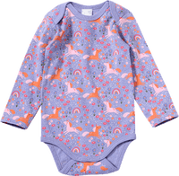 Body met lange mouwen en eenhoornpatroon, paars, maat 86/92, 1 stuk