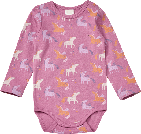 Body Langarm mit Einhorn-Muster, rosa, Gr. 98/104, 1 St