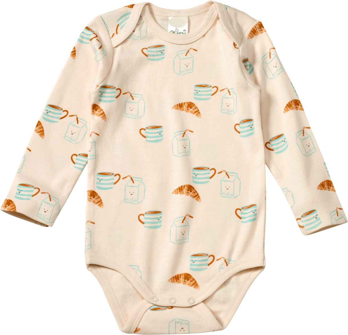 ALANA Body Langarm mit Milch-und-Croissant-Muster, beige, Gr. 74/80, 1 St