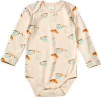 ALANA Body Langarm mit Milch-und-Croissant-Muster, beige, Gr. 74/80, 1 St