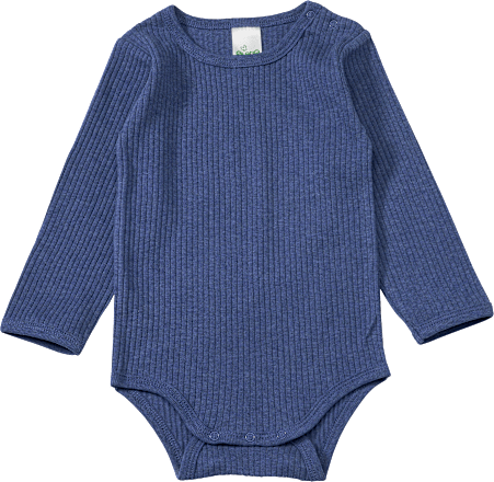 Body met lange mouwen en ribstructuur, blauw, maat 86/92, 1 stuk