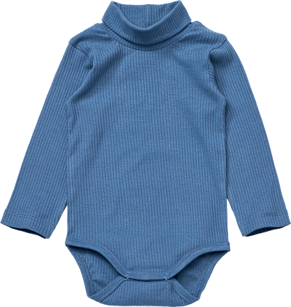 Body Langarm mit Rollkragen & Ripp-Struktur, blau, Gr. 98/104, 1 St