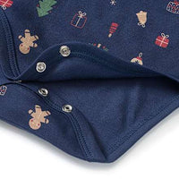 Body Langarm mit Weihnachts-Muster, blau, Gr. 98/104, 1 St