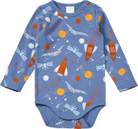 Body Langarm mit Weltall-Muster, blau, Gr. 86/92, 1 St
