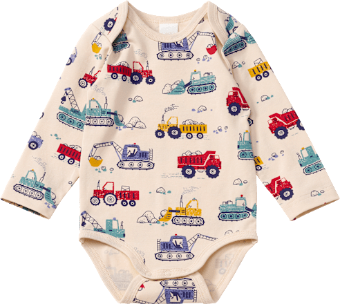 Body Langarm Pro Climate mit Baustellenfahrzeug-Muster, beige, Gr. 74/80, 1 St