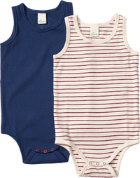 Bodys Ärmellos, blau, Gr. 98/104, 2 St