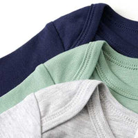 Bodys Kurzarm, grau + grün + blau, Gr. 98/104, 3 St
