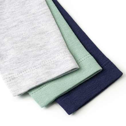 Bodys Langarm, grau melange + grün + blau, Gr. 98/104, 3 St