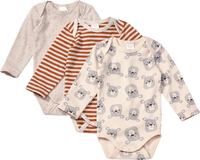 ALANA Bodys Langarm mit Bären-Muster & Streifen, beige, Gr. 86/92, 3 St