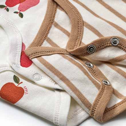 Bodys Langarm mit Obst-Muster, beige, Gr. 86/92, 2 St