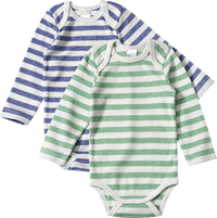 Bodys Langarm mit Ringel-Muster, blau + grün, Gr. 98/104, 2 St ALANA