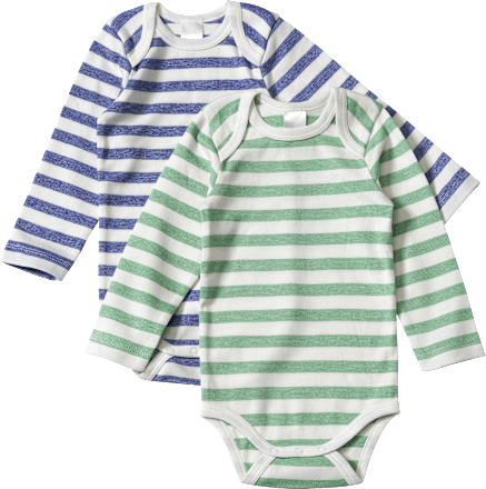 Bodys Langarm mit Ringel-Muster, blau + grün, Gr. 98/104, 2 St ALANA