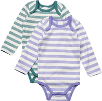 Bodys Langarm mit Ringel-Muster, lila + grün, Gr. 98/104, 2 St