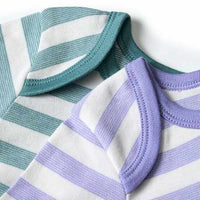 Bodys Langarm mit Ringel-Muster, lila + grün, Gr. 98/104, 2 St