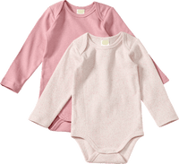 Bodys Langarm mit Ripp-Struktur, rosa + beige, Gr. 74/80, 2 St