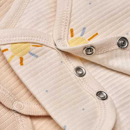 Bodys Langarm mit Sonnen-Muster, beige, Gr. 98/104, 2 St
