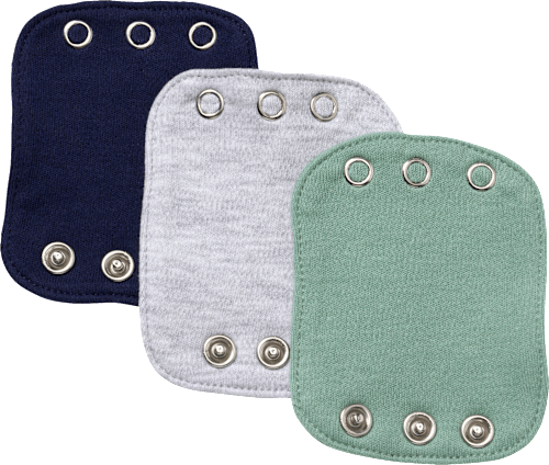 Bodyverlängerungen mit Druckknöpfen, grün + grau + blau, 3 St