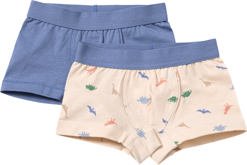 Boxershorts mit Dino-Muster, blau + beige, Gr. 134/140, 2 St ALANA