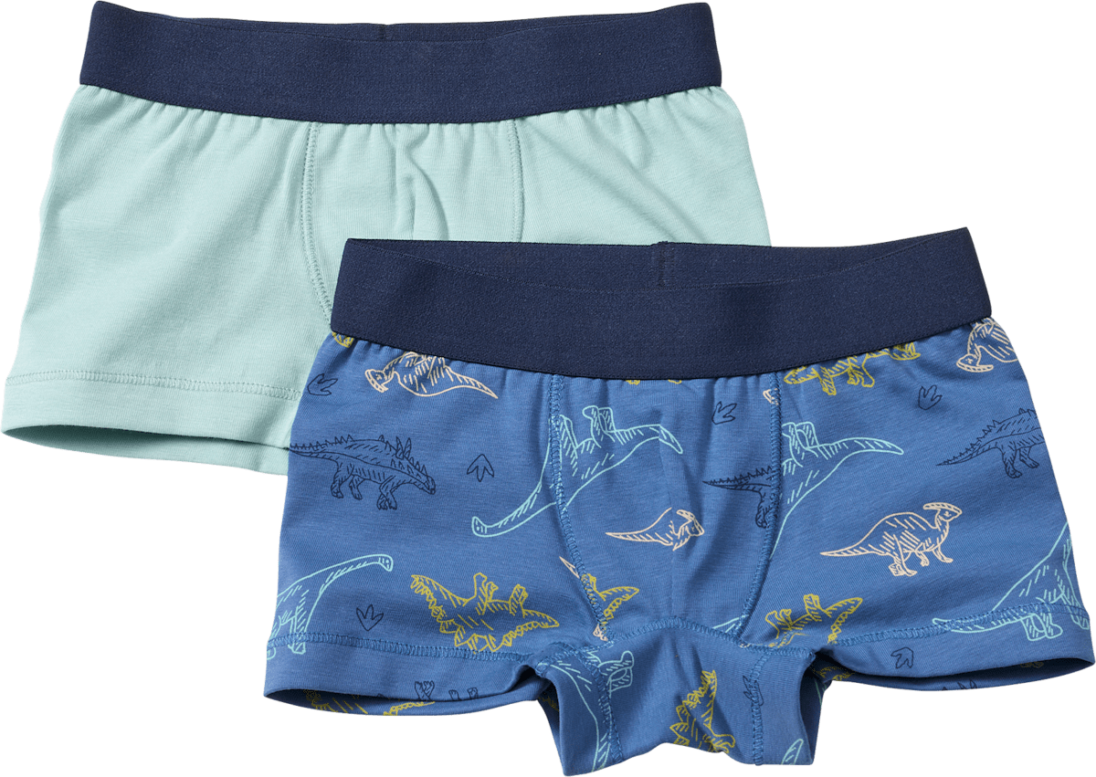 ALANA Boxershorts mit Dino-Muster, blau + grün, Gr. 86/92, 2 St