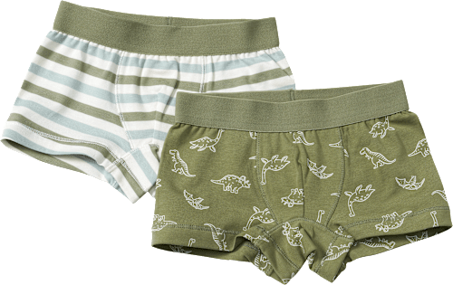 Boxershorts mit Dino-Muster & Streifen, grün, Gr. 110/116, 2 St