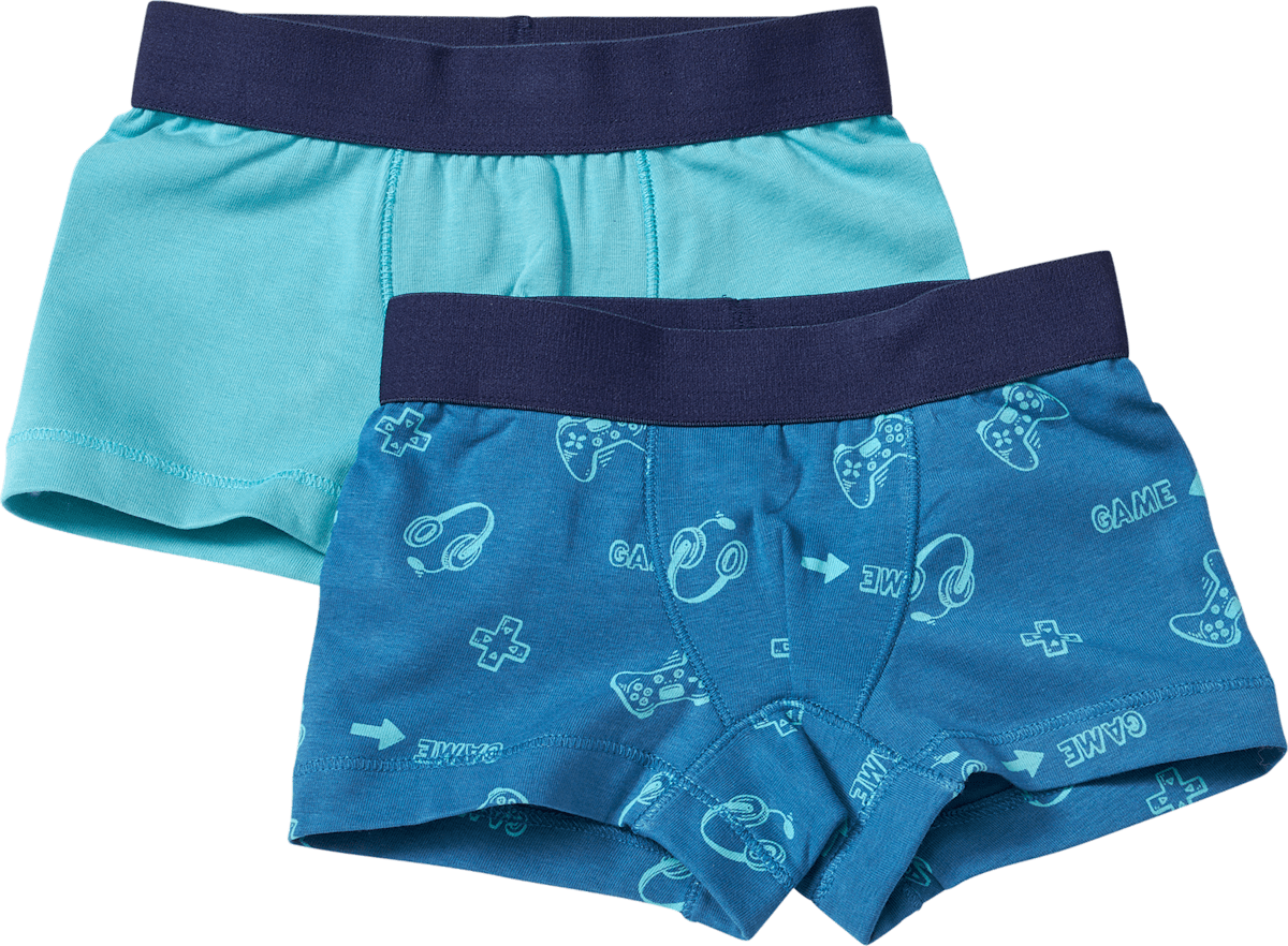 ALANA Boxershorts mit Game-Muster, blau, Gr. 110/116, 2 St